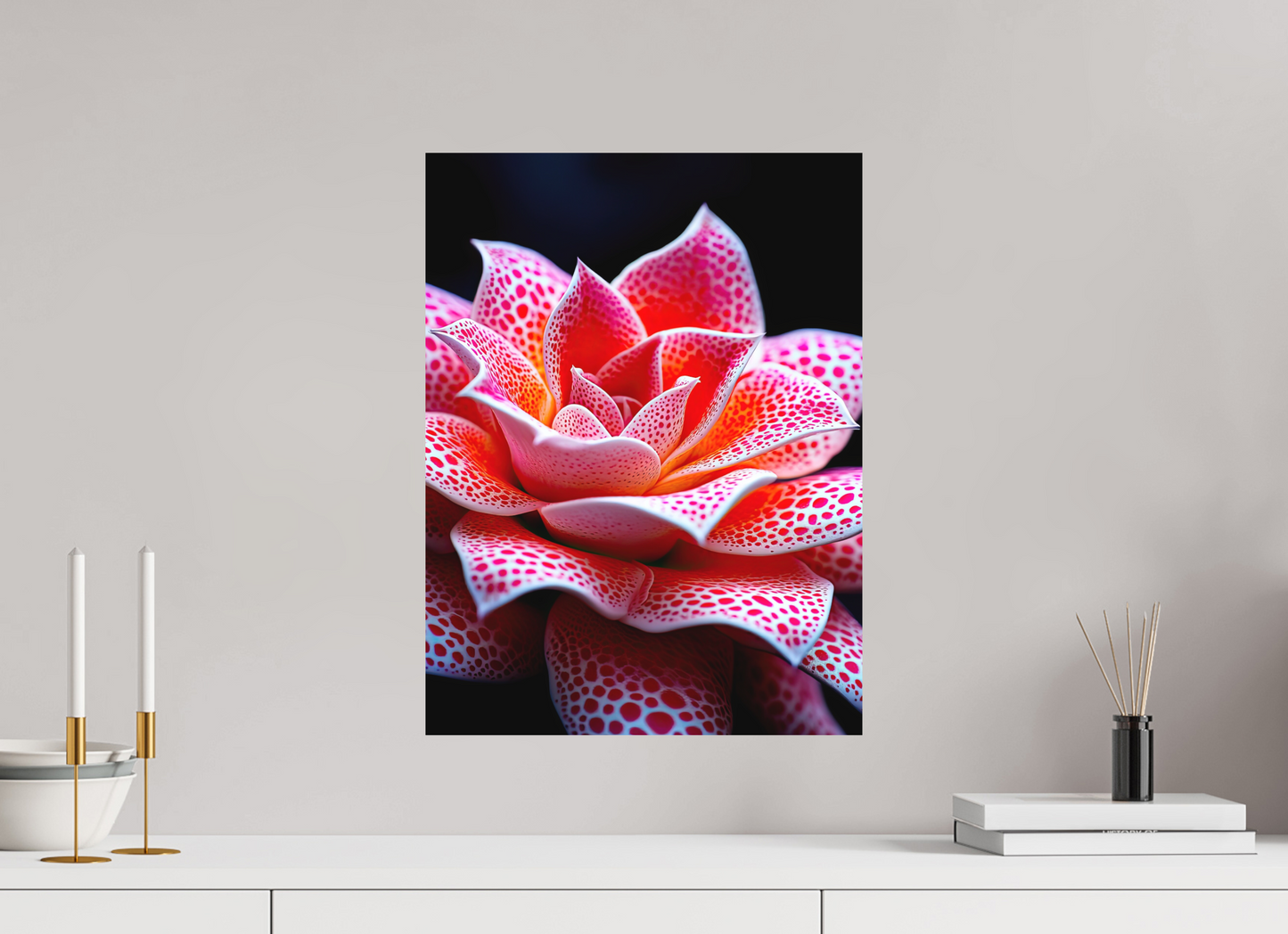 15 x 20″, Photo Print on Aluminum Backing Red Dot Flower