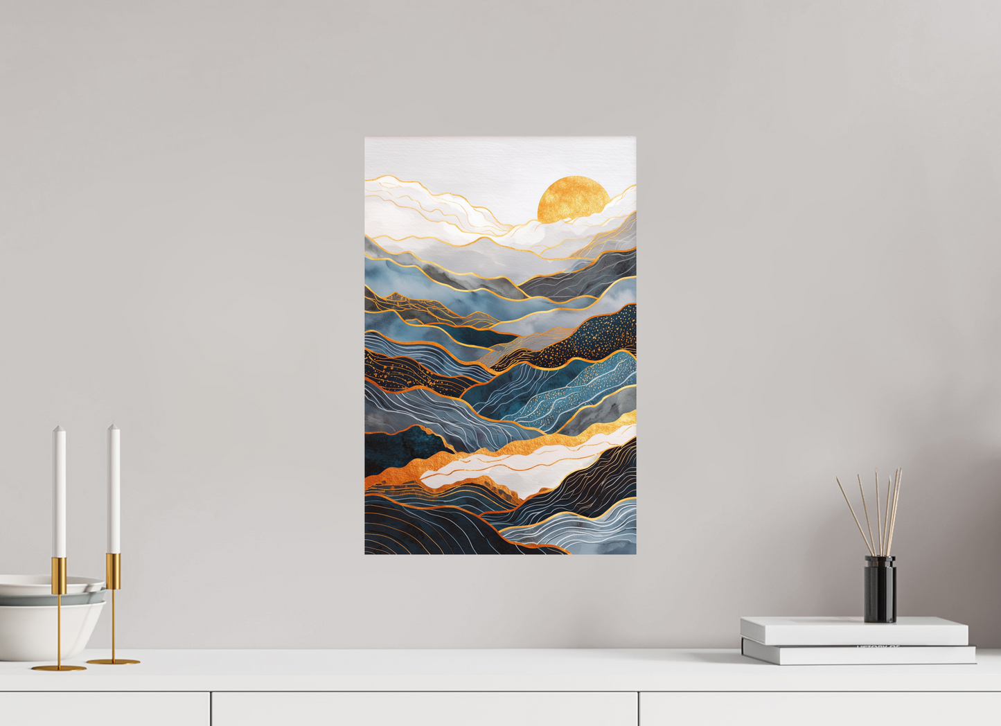 12 x 18.5″, Photo Print on Aluminum Backing Abstract Art Deco Mountains