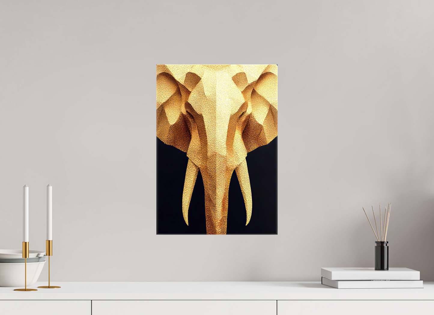 ISO A3 (29,7 x 42 cm), Glossy Canvas Gold Elephant