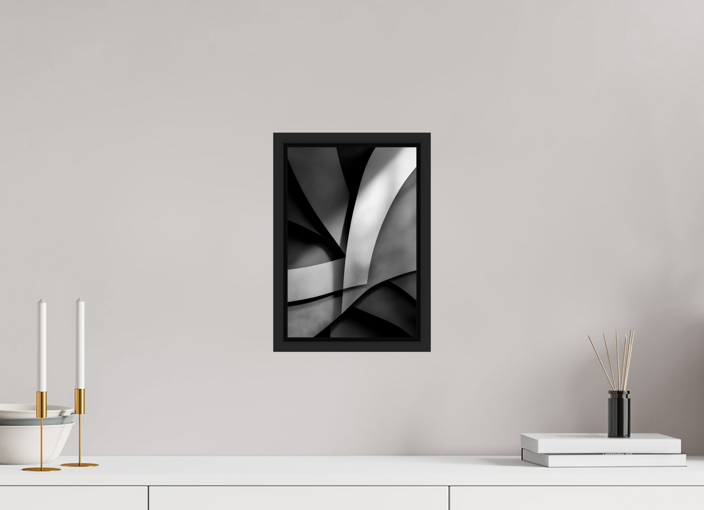 8 x 11.8″, Fine Art Print on Aluminum Dibond with Boarder Abstract B&W 3