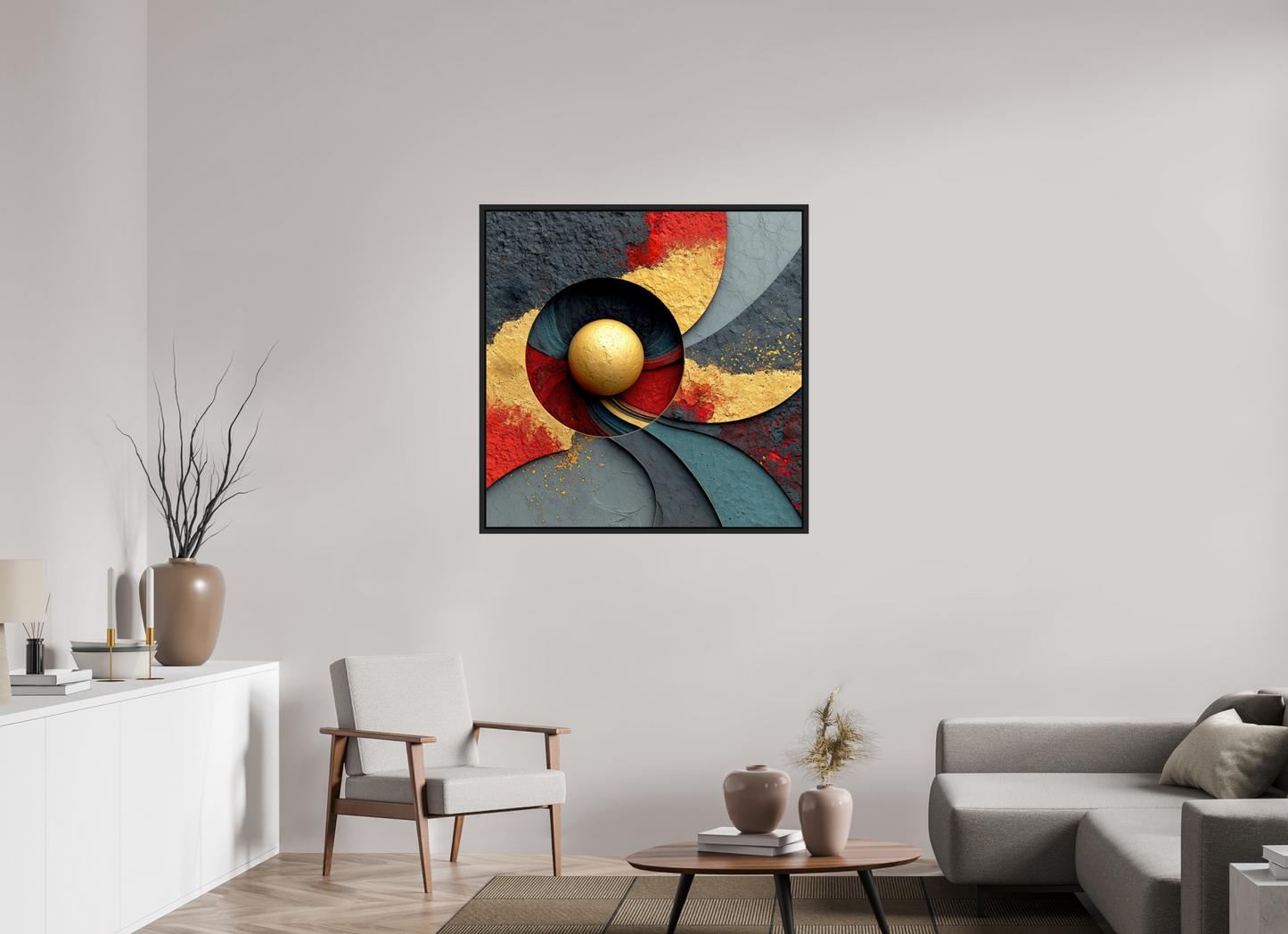 40 x 40″, Fine Art Print on Aluminum Dibond with Boarder Gold Ball