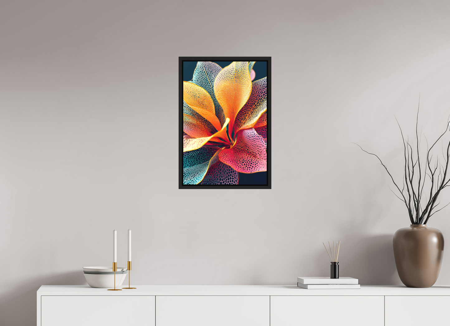 16 x 23.6″, Photo Print on Aluminum Backing with boarder Colorful Flower