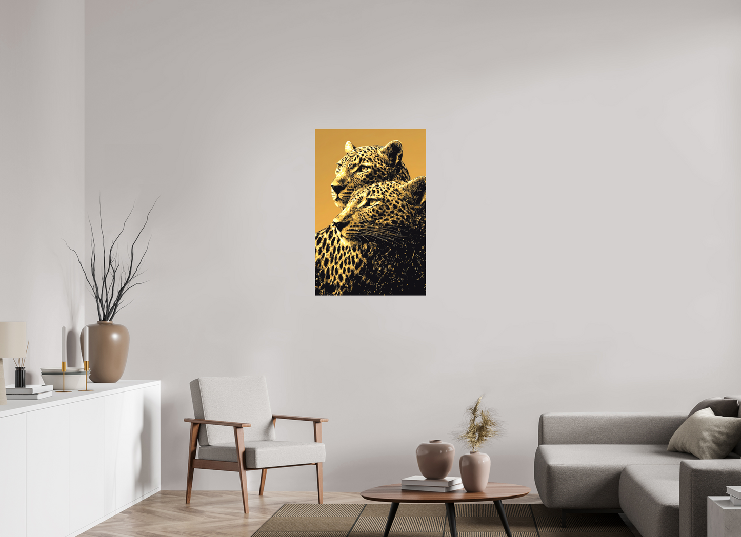 24 x 36.3″, Textile on Canvas Desert Cheetahs