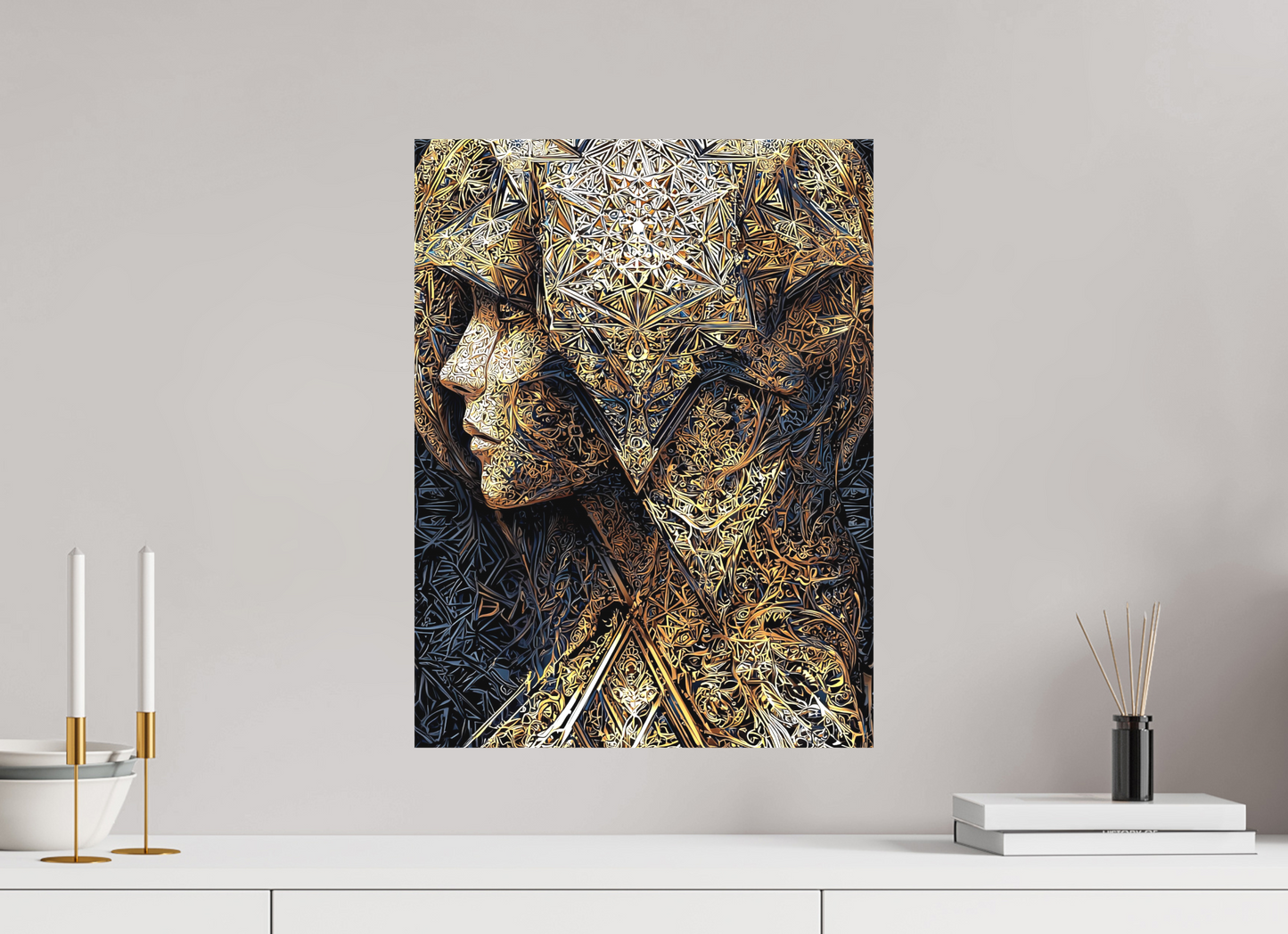 15 x 20″, Textile on Canvas Art Deco Woman