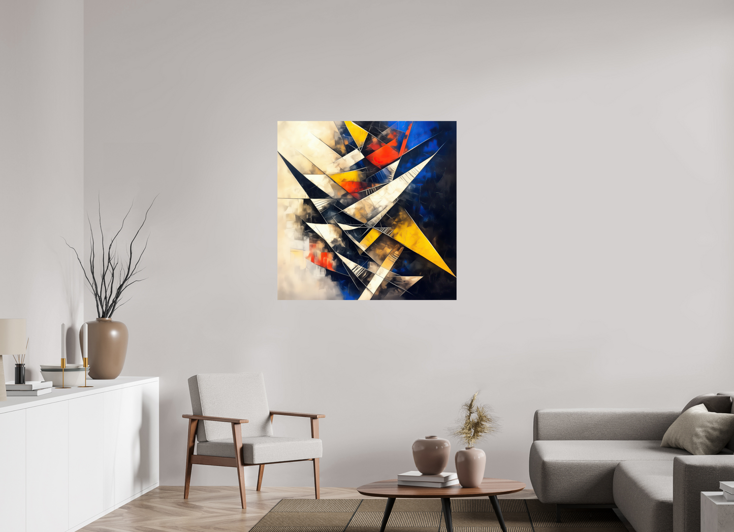 40 x 40″, Fine Art Print On Aluminum Dibond Abstract Triangles