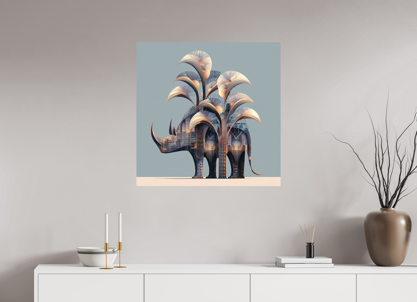 30 x 30″, Photo Print on Aluminum Backing Abstract Rhino