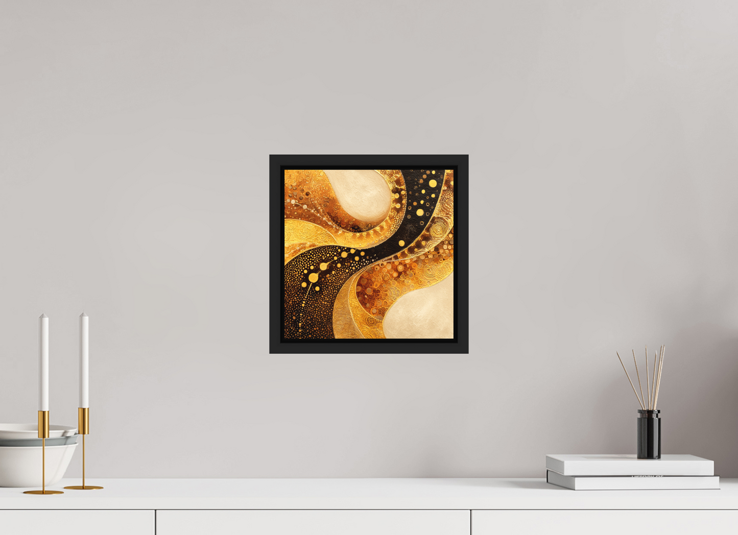 10 x 10″, Photo Print on Aluminum Backing with boarder Gold Texture Swirl