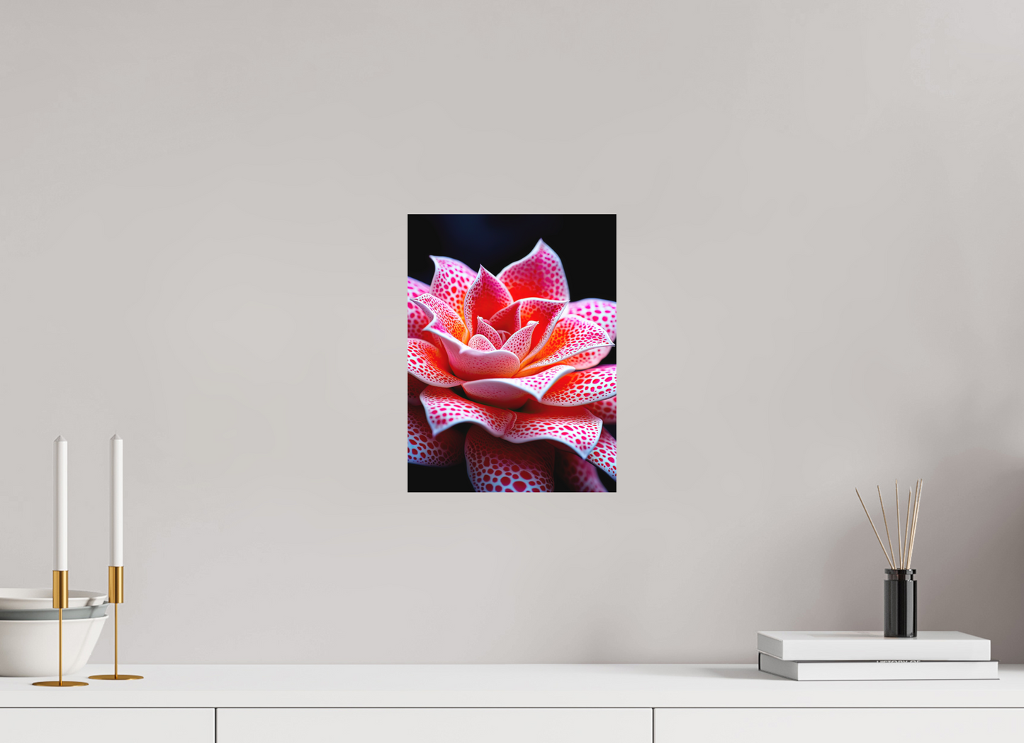 9 x 12″, Photo Print on Aluminum Backing Red Dot Flower