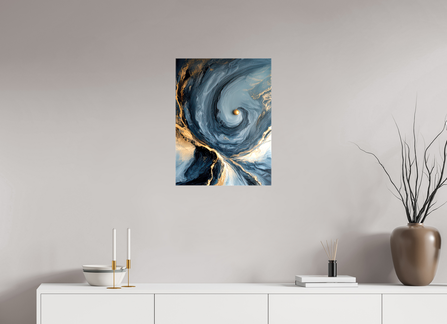 18 x 24″, Glossy Canvas Abstract Ocean Gold