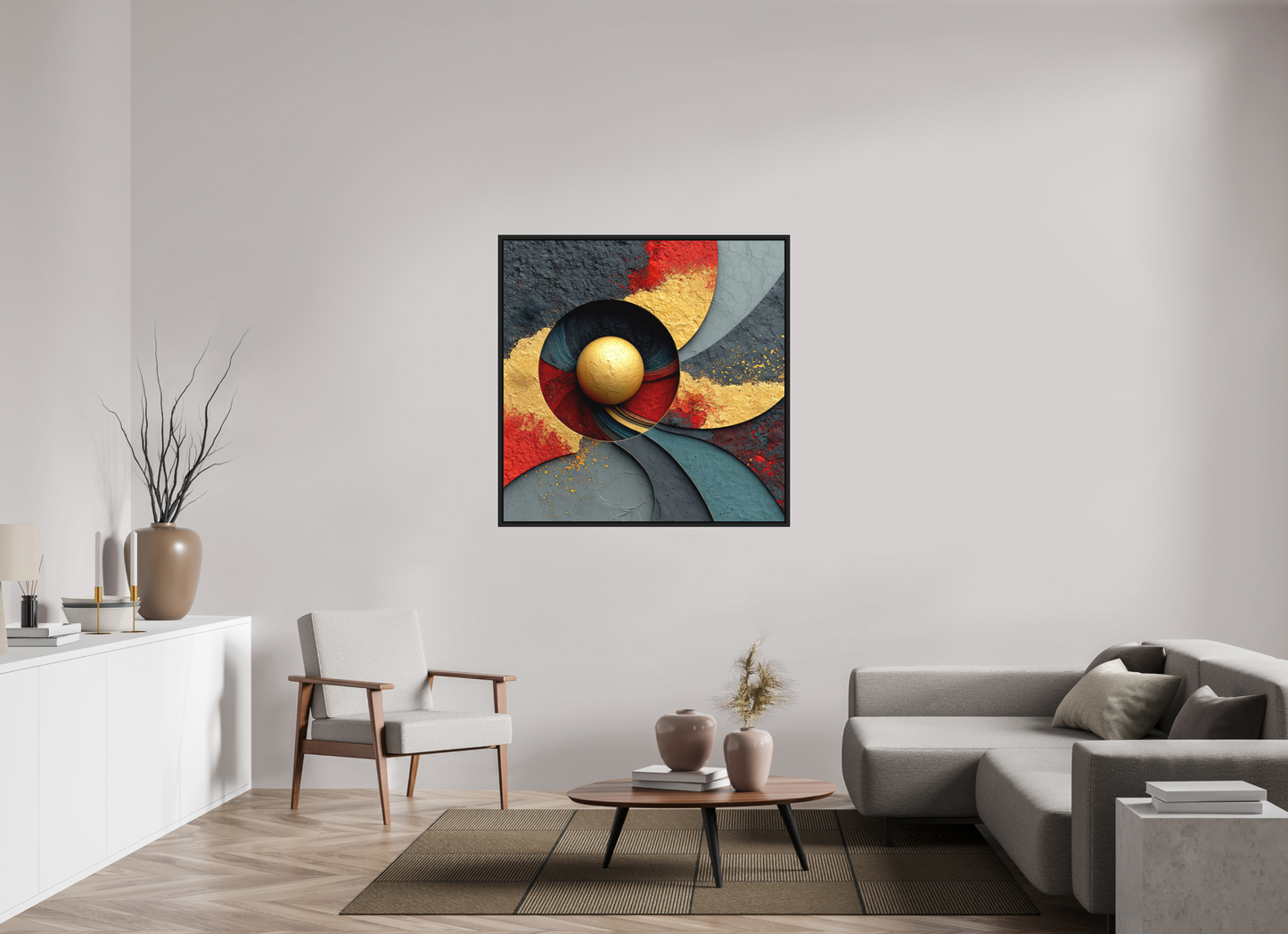 45 x 45″, Photo Print on Aluminum Backing with boarder Gold Ball