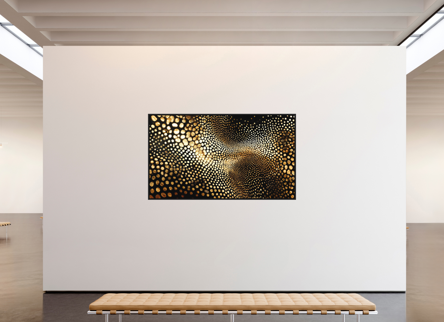 82.1 x 47″, Photo Print on Aluminum Backing with boarder Gold Dot Wave