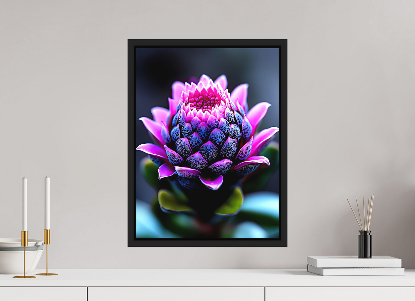 15 x 20″, Photo Print on Aluminum Backing with boarder Pink Bud Flower