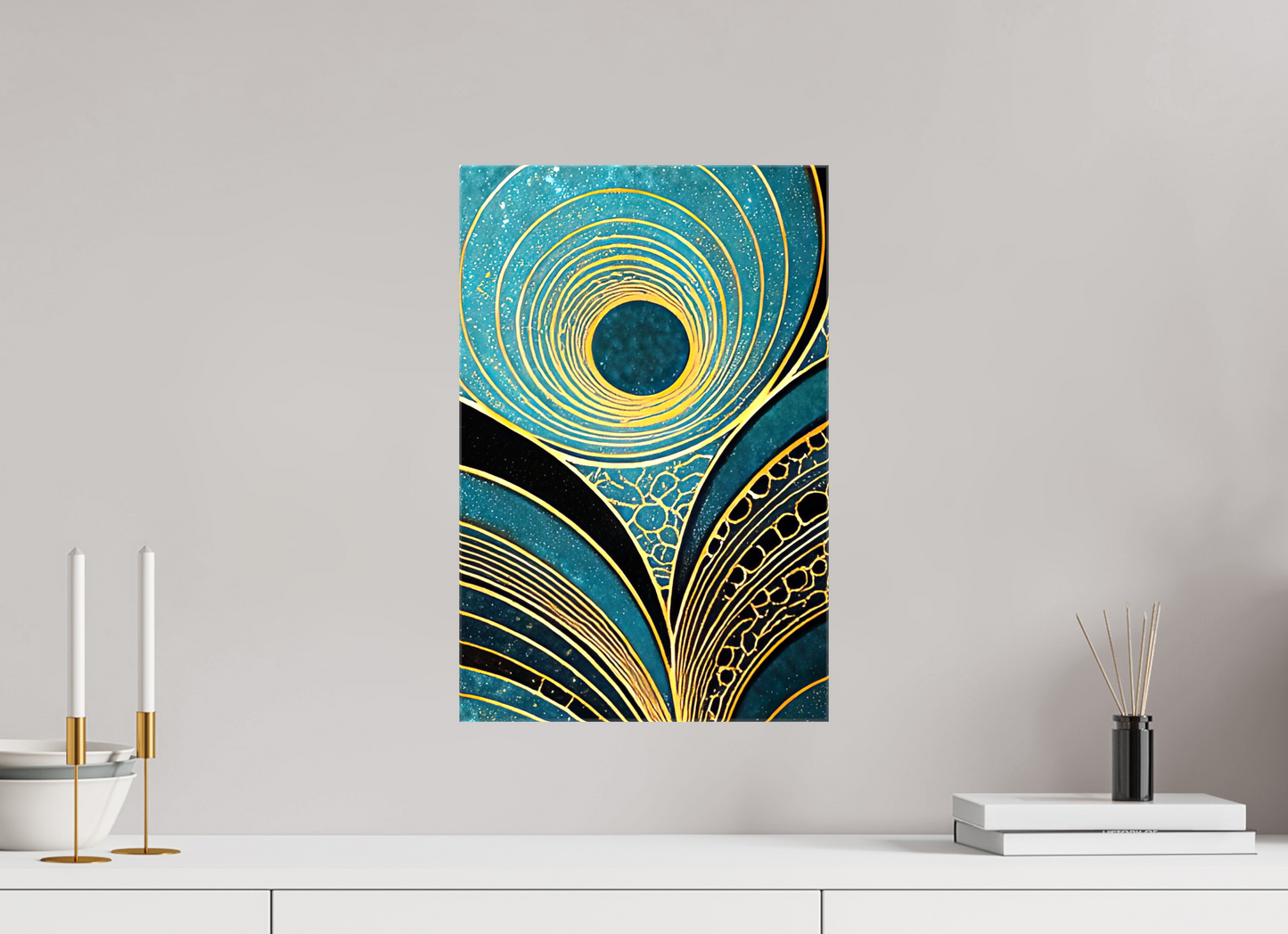 12 x 18.3″, Glossy Canvas Art Deco Teal 1