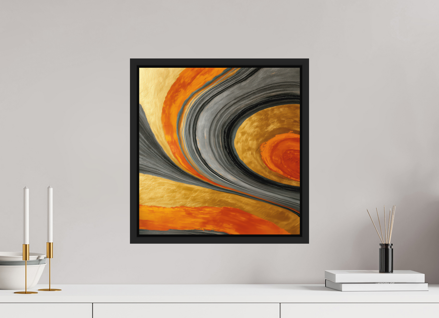 16 x 16.6″, Photo Print on Aluminum Backing with boarder Abstract Gold Geode 2