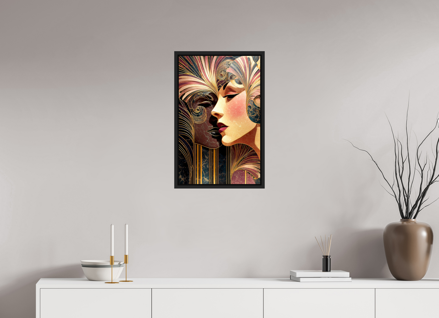 16 x 25.2″, Fine Art Print on Aluminum Dibond with Boarder Art Deco Women