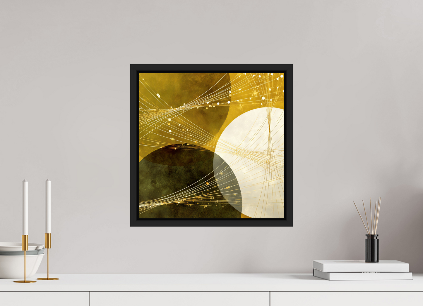 15 x 15″, Fine Art Print on Aluminum Dibond with Boarder Lime Circles