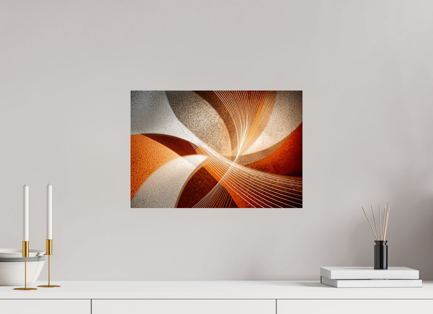 17.6 x 12″, Fine Art Print On Aluminum Dibond Orange & White Swirl