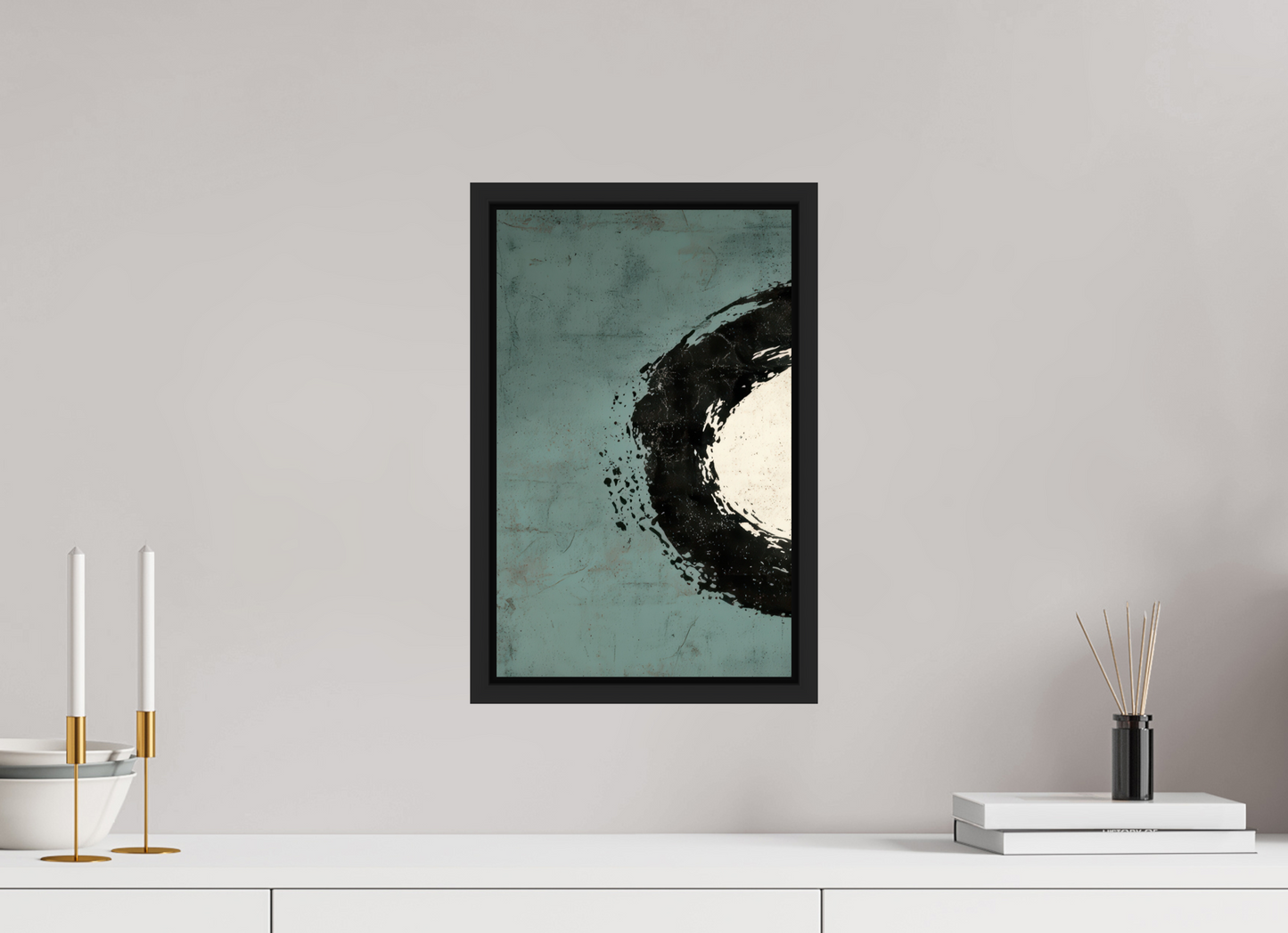 10 x 15.9″, Fine Art Print on Aluminum Dibond with Boarder Abstract Paint Brush Circle Left