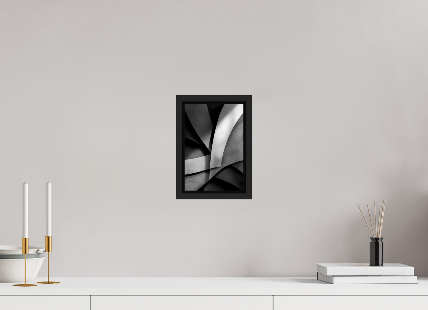 6 x 8.9″, Fine Art Print on Aluminum Dibond with Boarder Abstract B&W 3