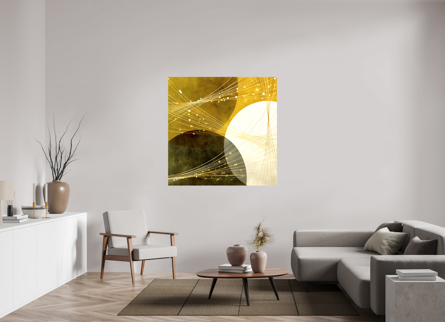50 x 50″, Glossy Canvas Lime Circles