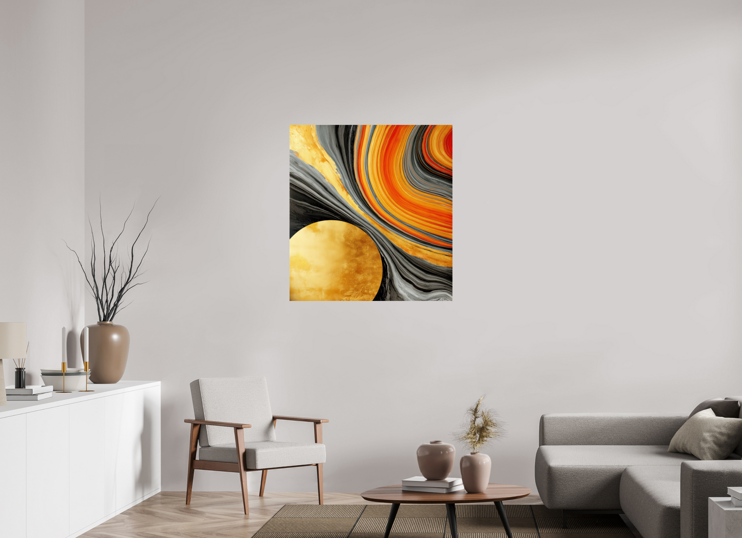 36 x 38.9″, Fine Art Print On Aluminum Dibond Abstract Gold Geode