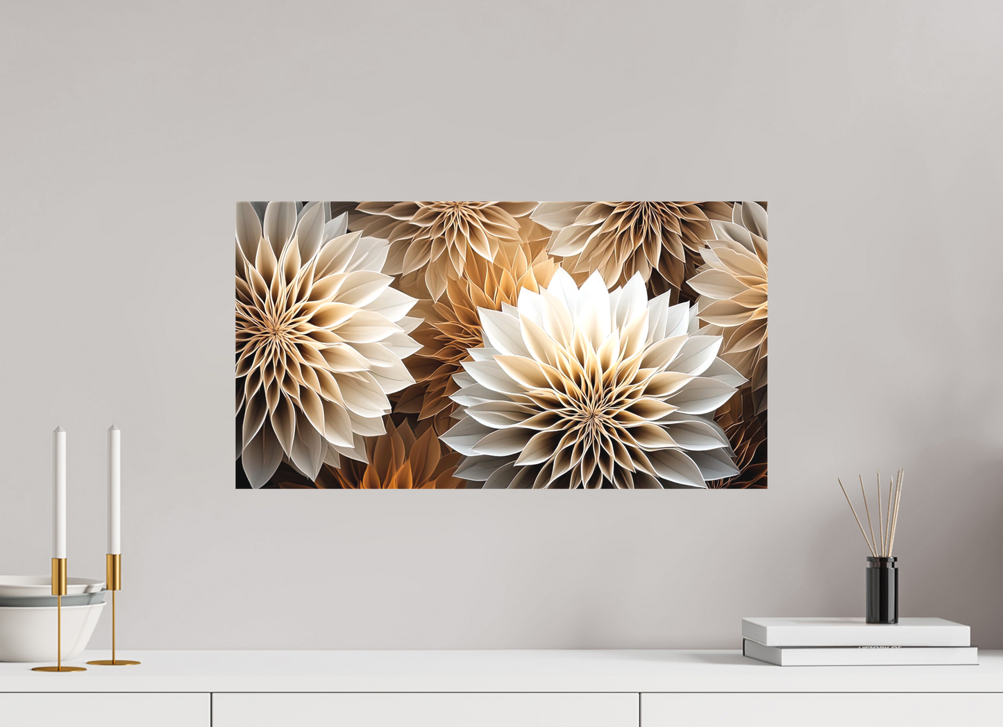 22.5 x 12″, Textile on Canvas Pollen Flowers