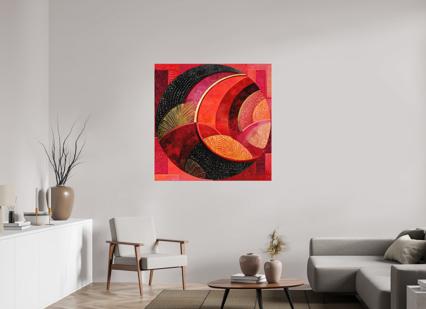 45 x 45″, Photo Print on Aluminum Backing Art Deco Circle