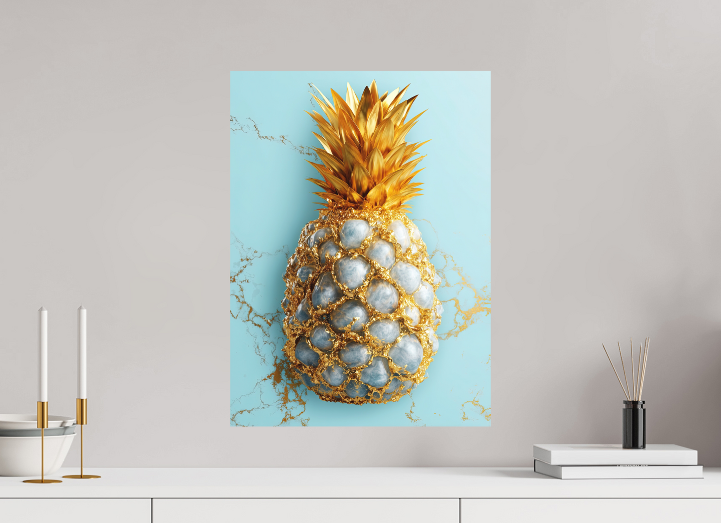 16 x 21.8″, Photo Print on Aluminum Backing Gold Pineapple