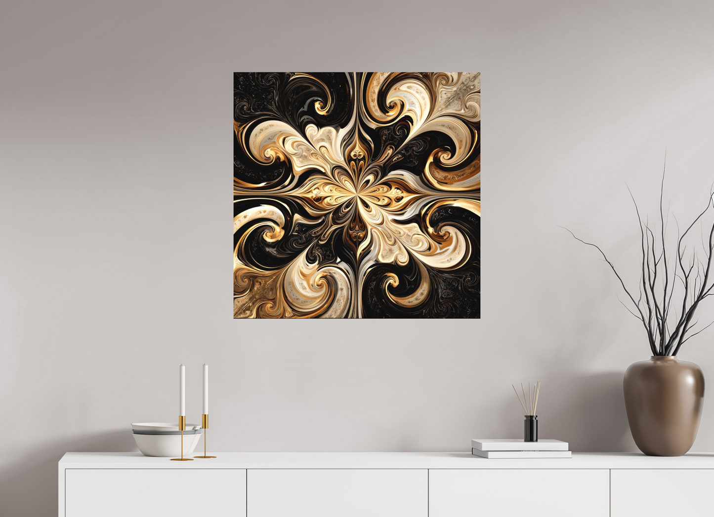30 x 30″, Photo Print on Aluminum Backing Coffee & Cream