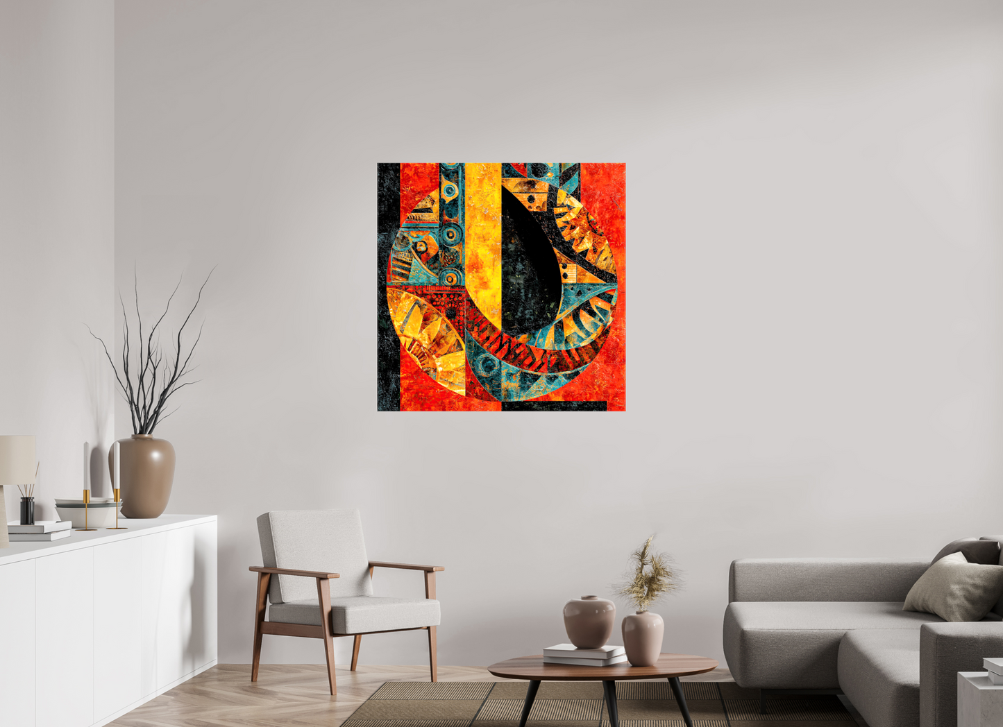 40 x 40″, Glossy Canvas Tribal Circle 1