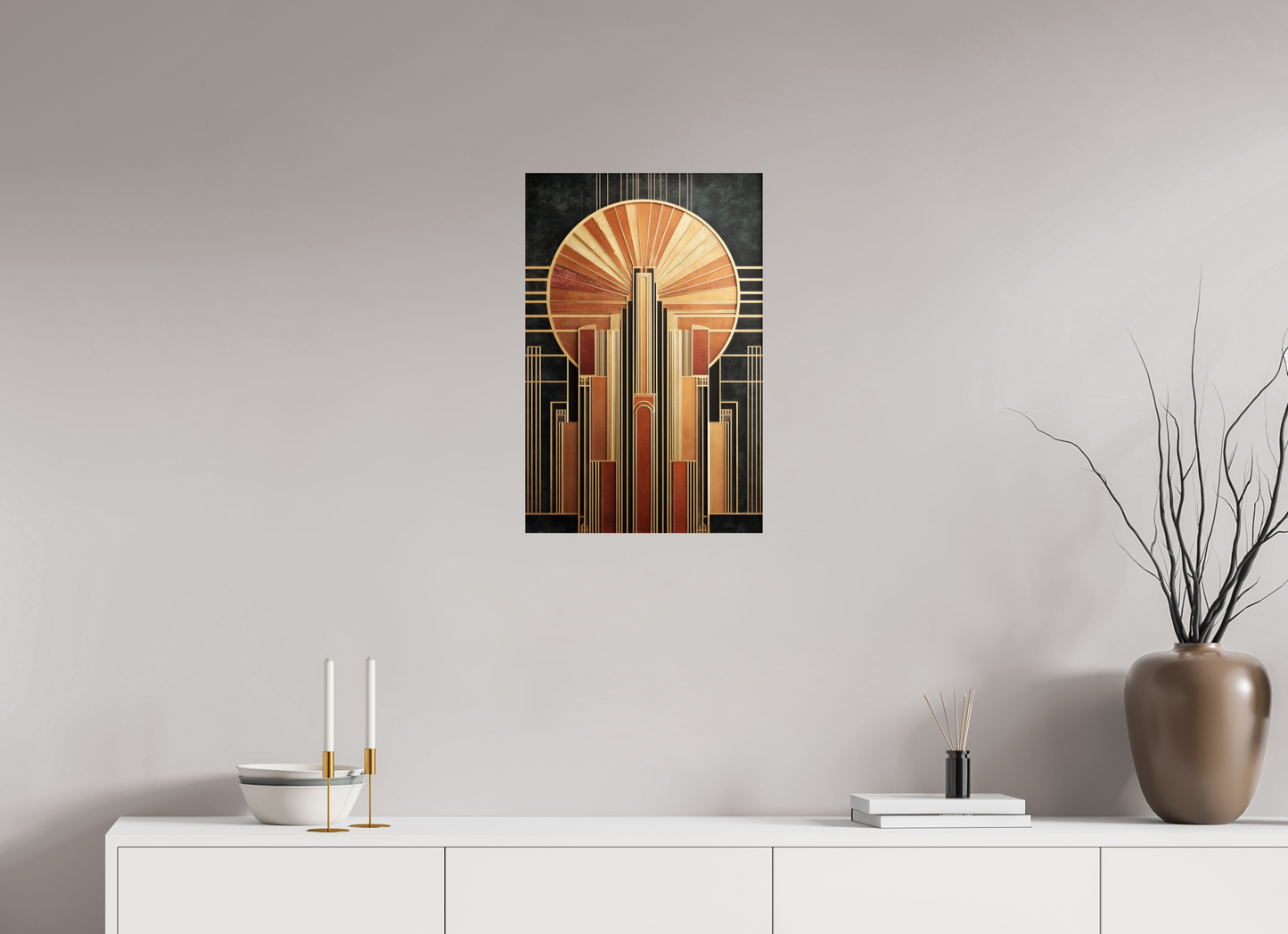 16 x 24.3″, Fine Art Print On Aluminum Dibond Art Deco City 2