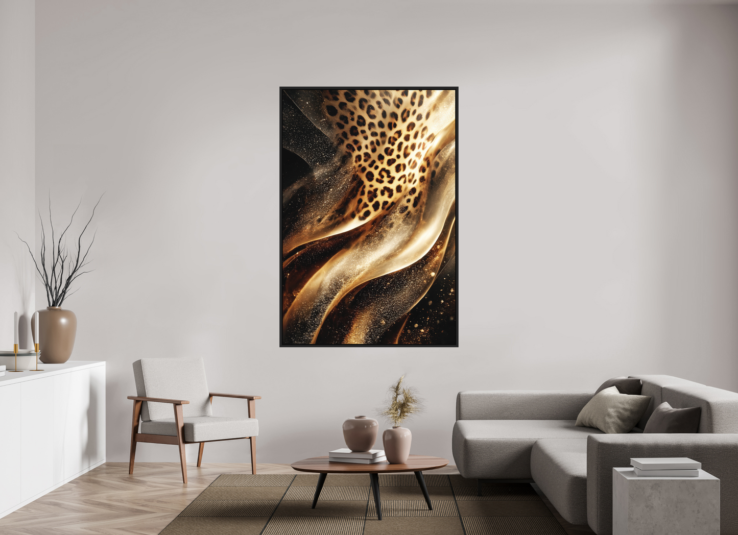 47 x 69.3″, Photo Print on Aluminum Backing with boarder Leopard Swirl