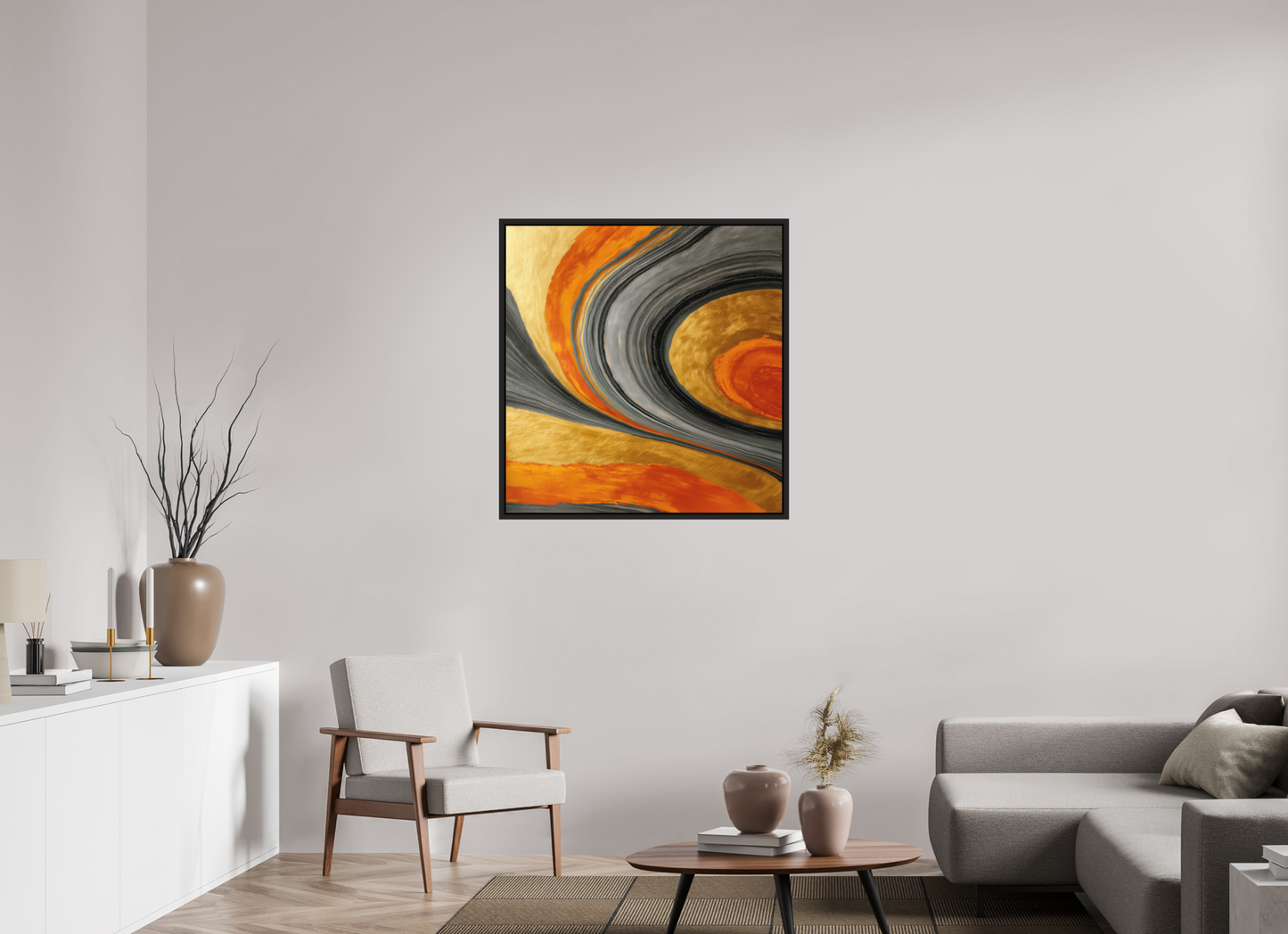 35 x 36.4″, Photo Print on Aluminum Backing with boarder Abstract Gold Geode 2