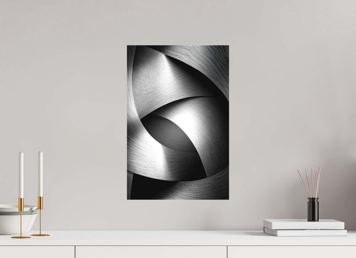 12 x 18.3″, Textile on Canvas Abstract B&W 4