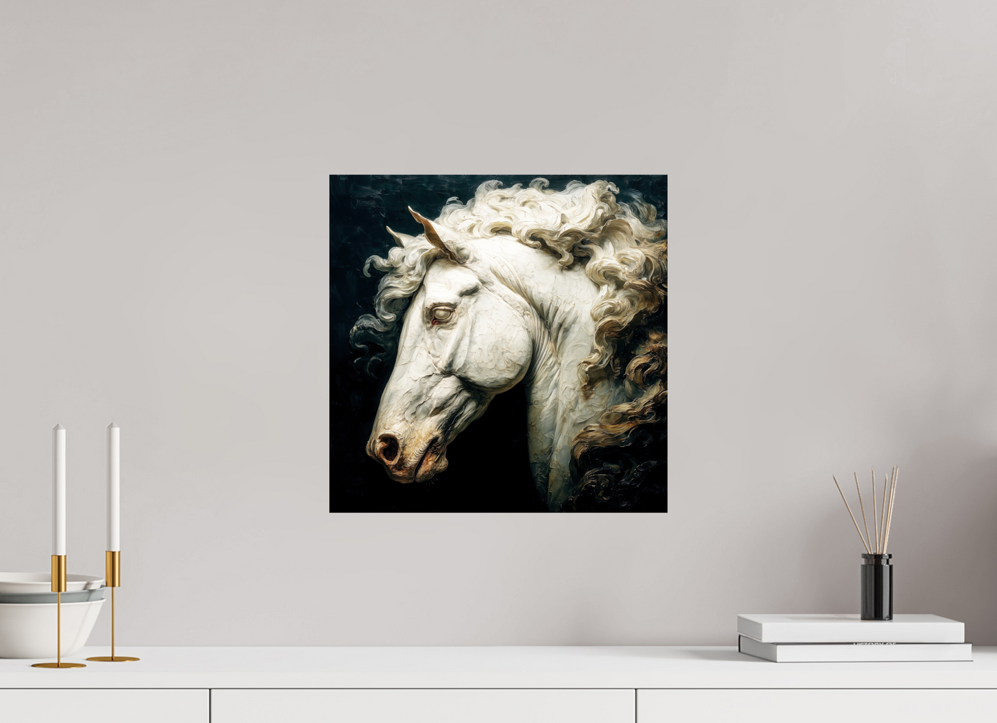 15 x 15″, Fine Art Print On Aluminum Dibond Pale Horse