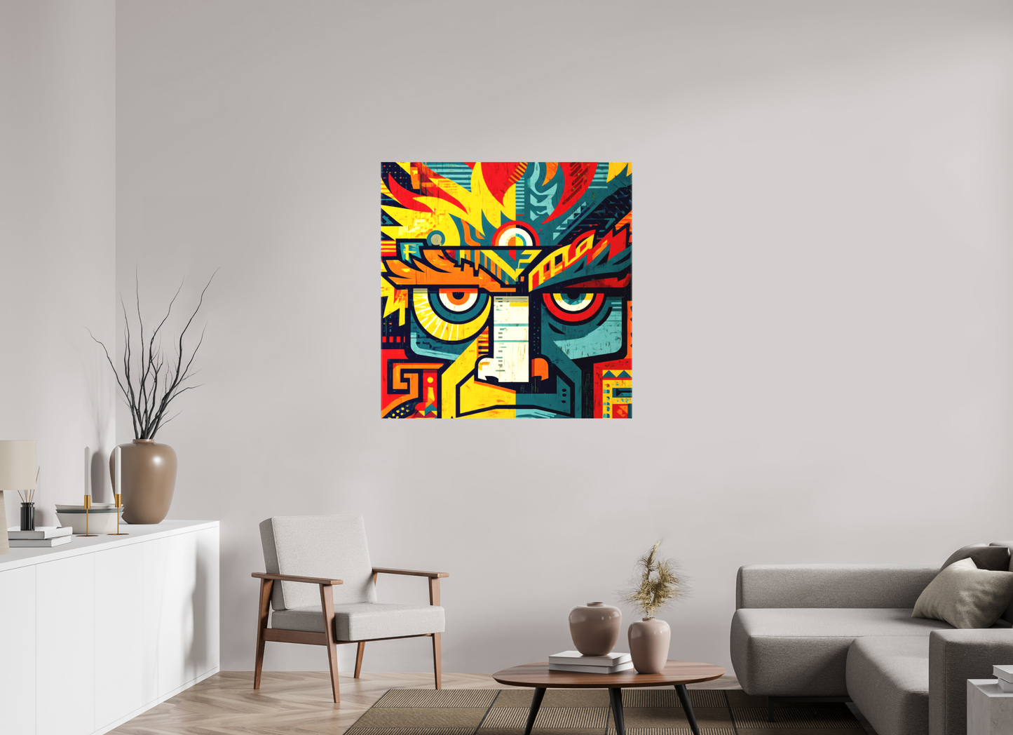 40 x 40.8″, Textile on Canvas Urban Tribal 2