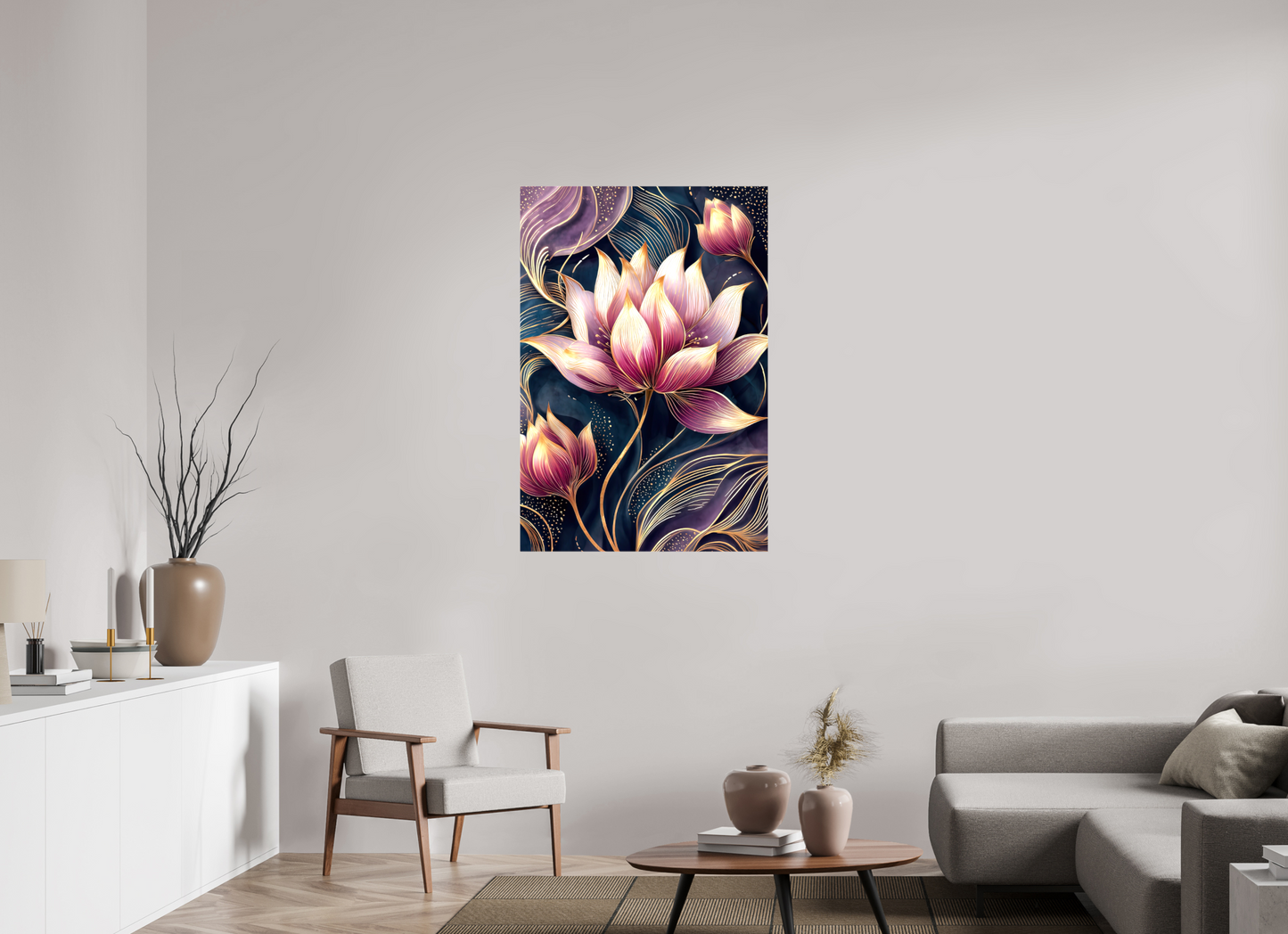 31 x 45.8″, Glossy Canvas Art Deco Purple Lotus