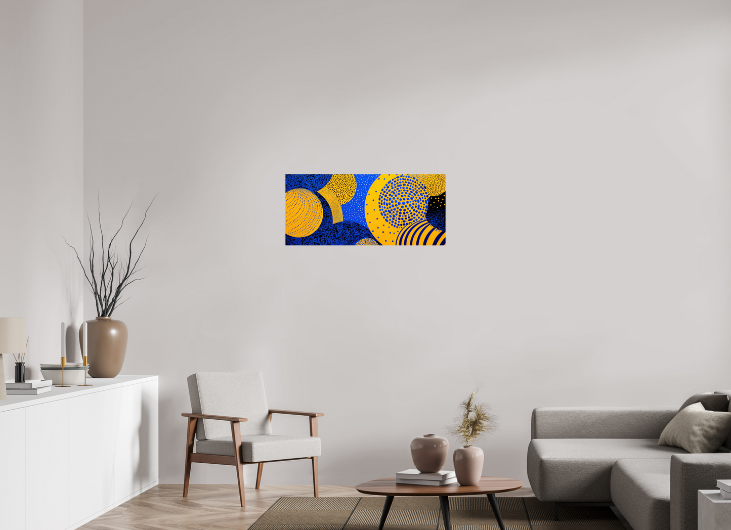 35.9 x 16″, Fine Art Print On Aluminum Dibond Yellow & Blue 2