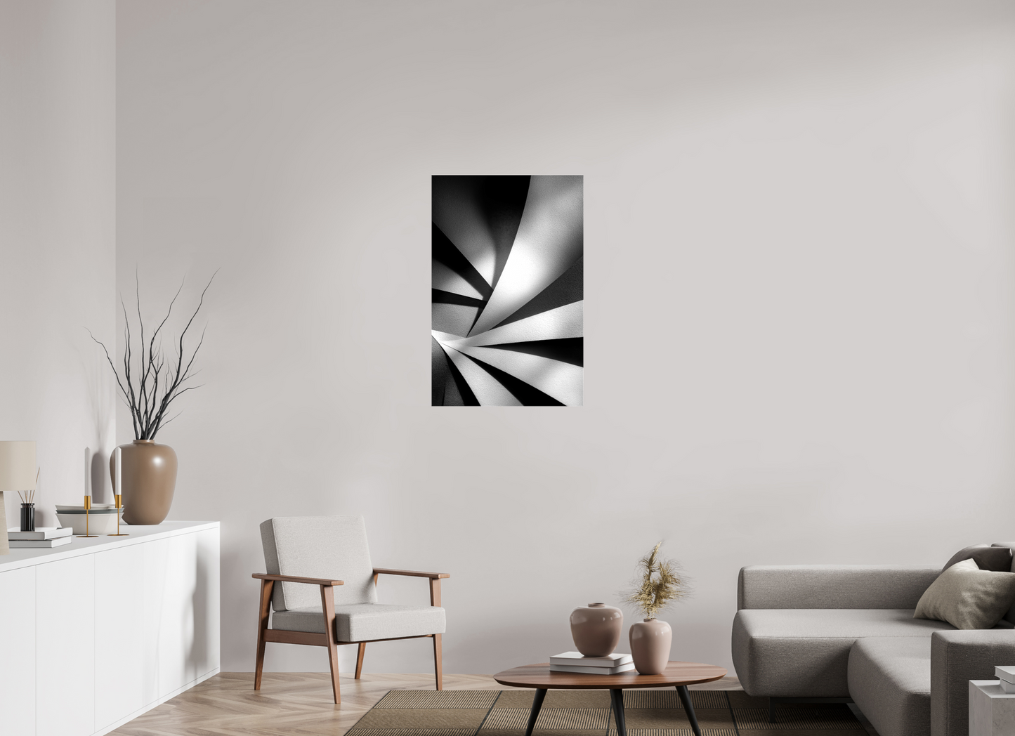 24 x 36.7″, Glossy Canvas Abstract B&W 2