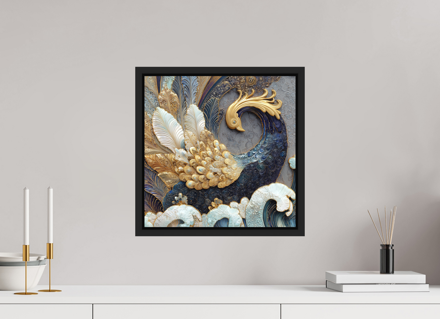 15 x 15″, Photo Print on Aluminum Backing with boarder Swan 2