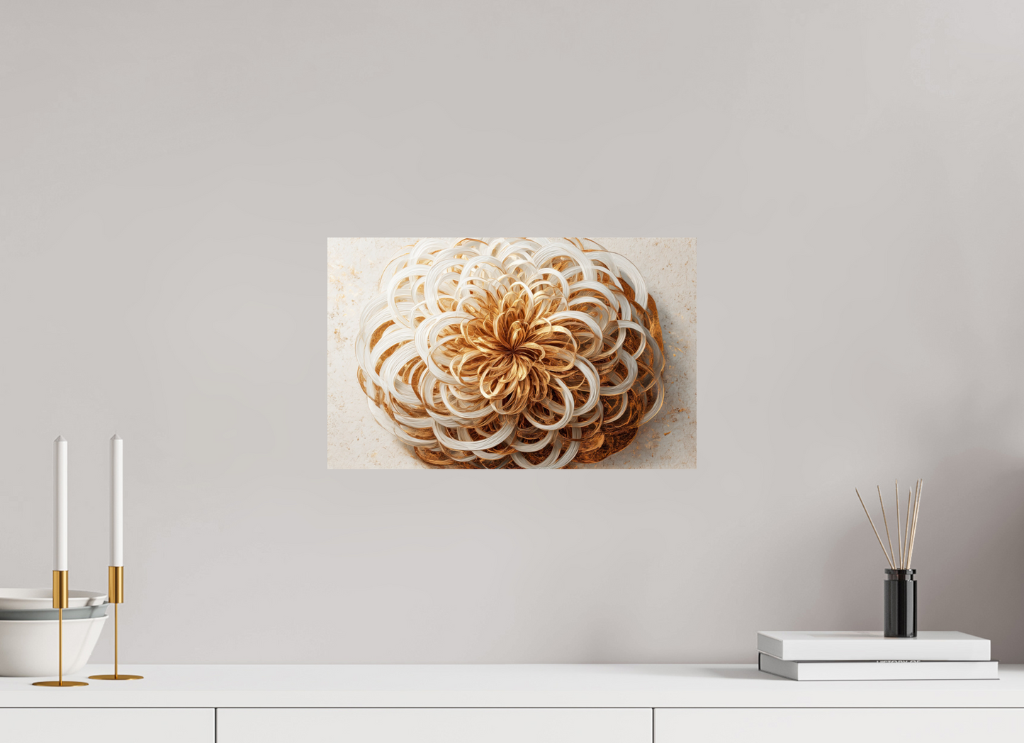 15.9 x 10″, Fine Art Print On Aluminum Dibond Abstract Gold Flower