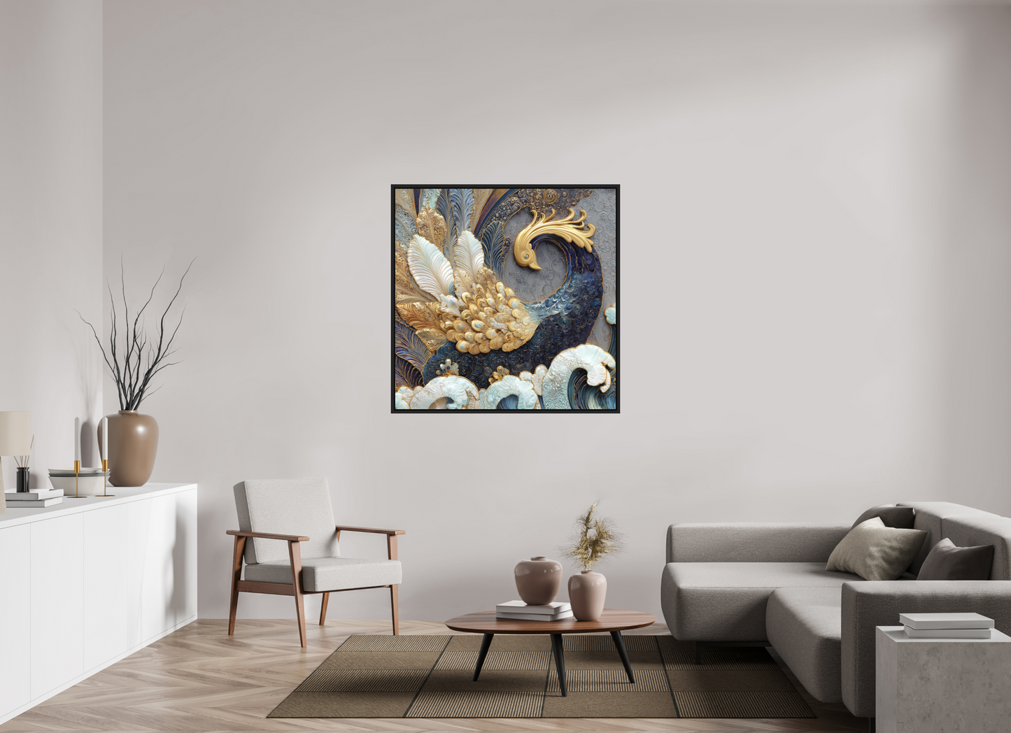 45 x 45″, Photo Print on Aluminum Backing with boarder Swan 2