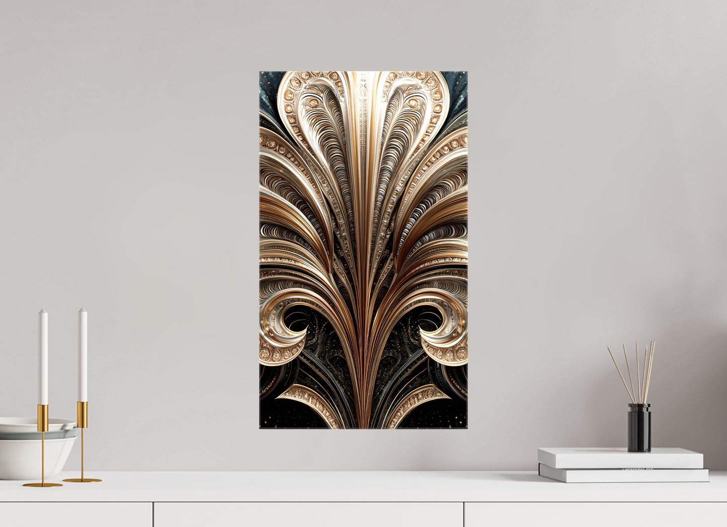 12 x 20.9″, Glossy Canvas Art Deco Abstract Flower 1