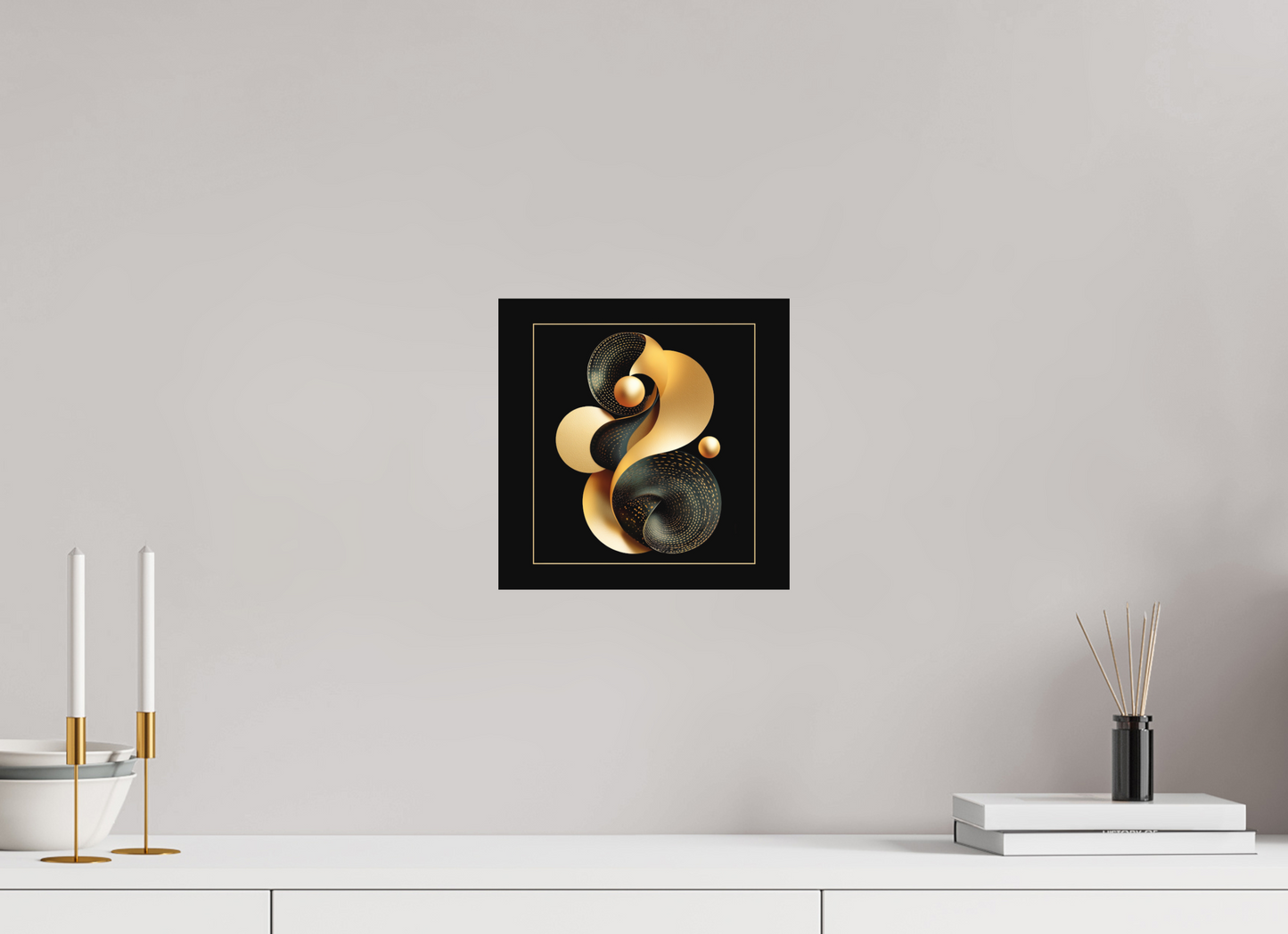 10 x 10″, Photo Print on Aluminum Backing Abstract Black & Gold