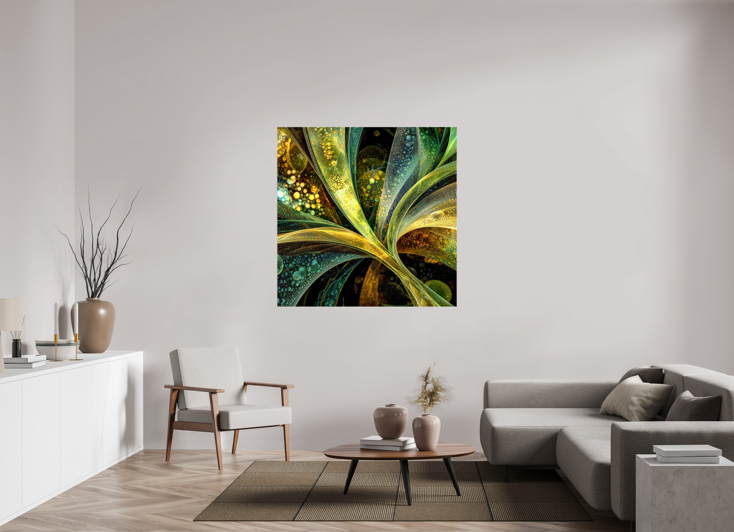 50 x 50″, Glossy Canvas Algae