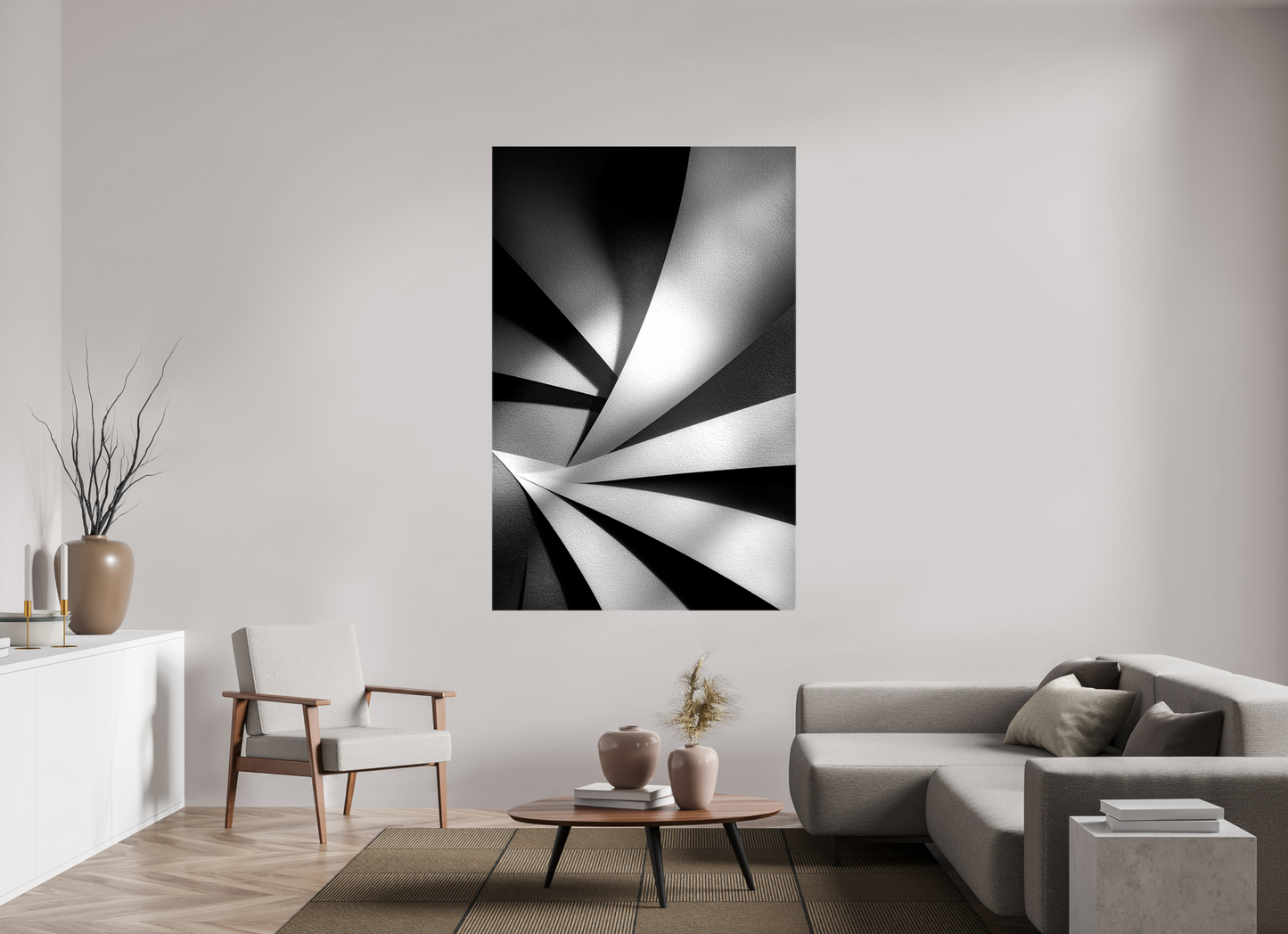 47 x 71.9″, Glossy Canvas Abstract B&W 2