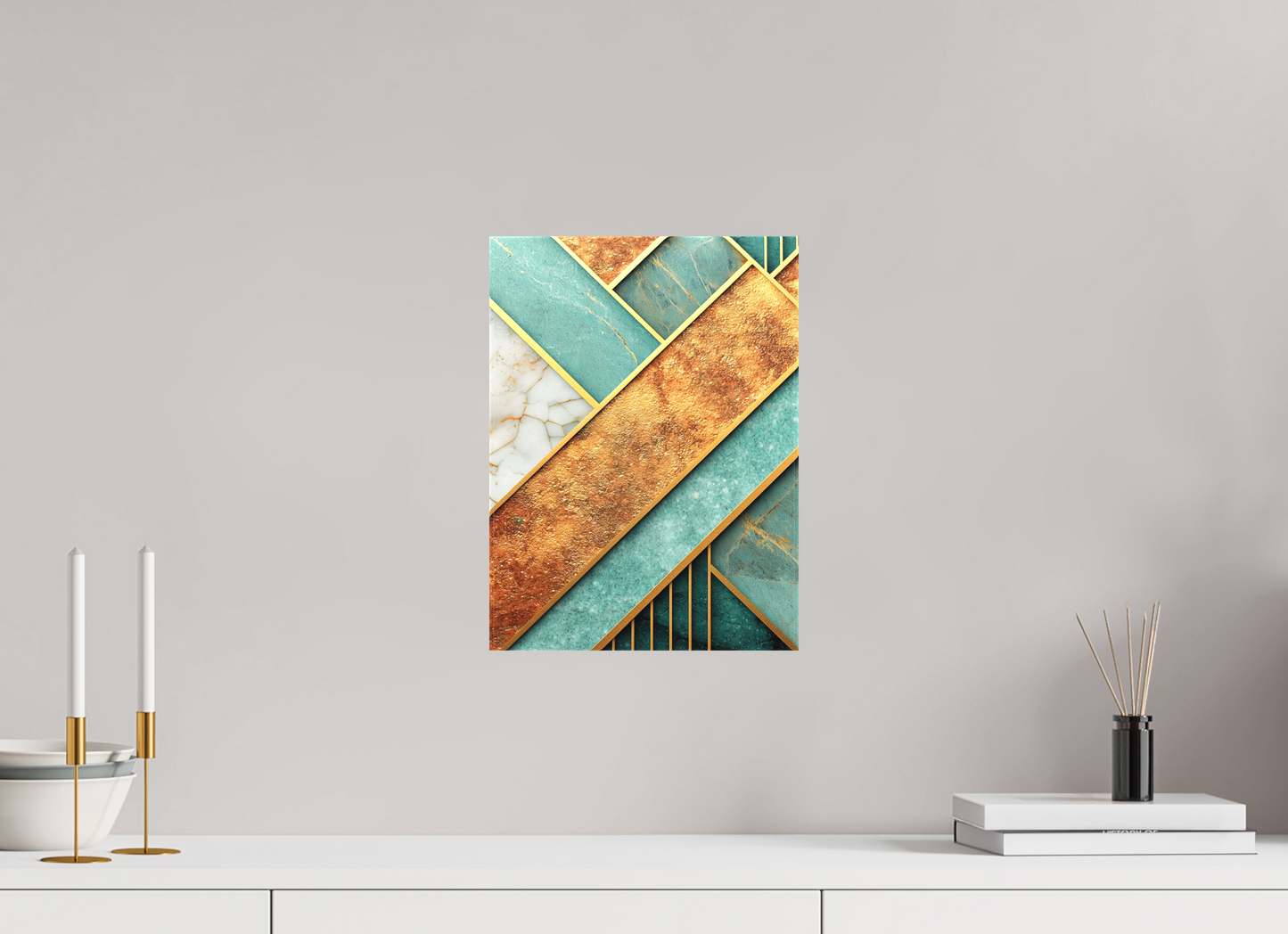 10 x 13.5″, Textile on Canvas Art Deco Atlantis