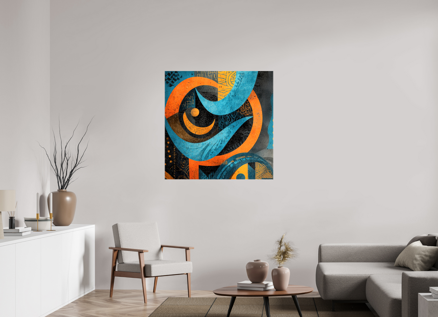 40 x 40″, Glossy Canvas Abstract Tribal 2