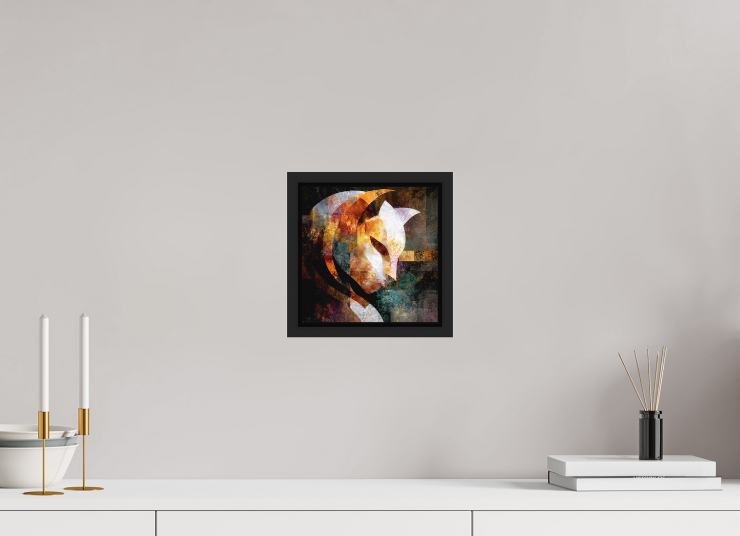 8 x 8″, Photo Print on Aluminum Backing with boarder Abstract Cat