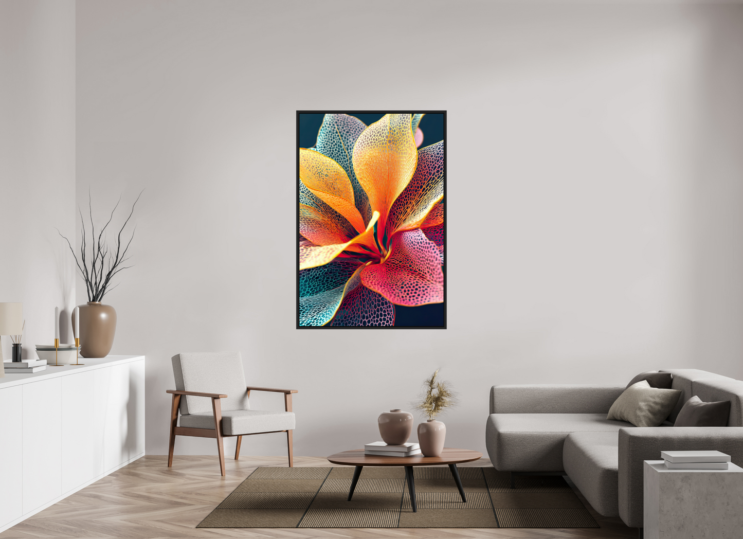 40 x 58.9″, Fine Art Print on Aluminum Dibond with Boarder Colorful Flower
